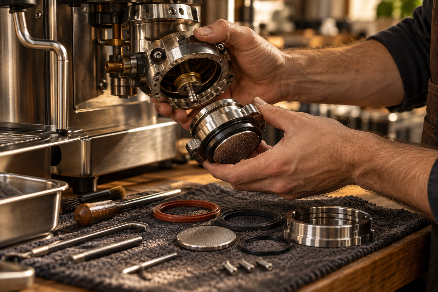 Servicetechniker an der Werkbank